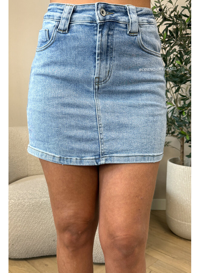 BLUE - 'SANNE SKORT' - SUPERR STRETCH DENIM SKIRT (SHORT INSIDE)