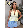 YELLOW - 'KATIE TOP' - STUDS OPEN BACK RUFFLE TOP