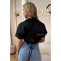 BLACK - 'CARMEN BLOUSE' - OPEN BACK SHORT SLEEVE SHIRT