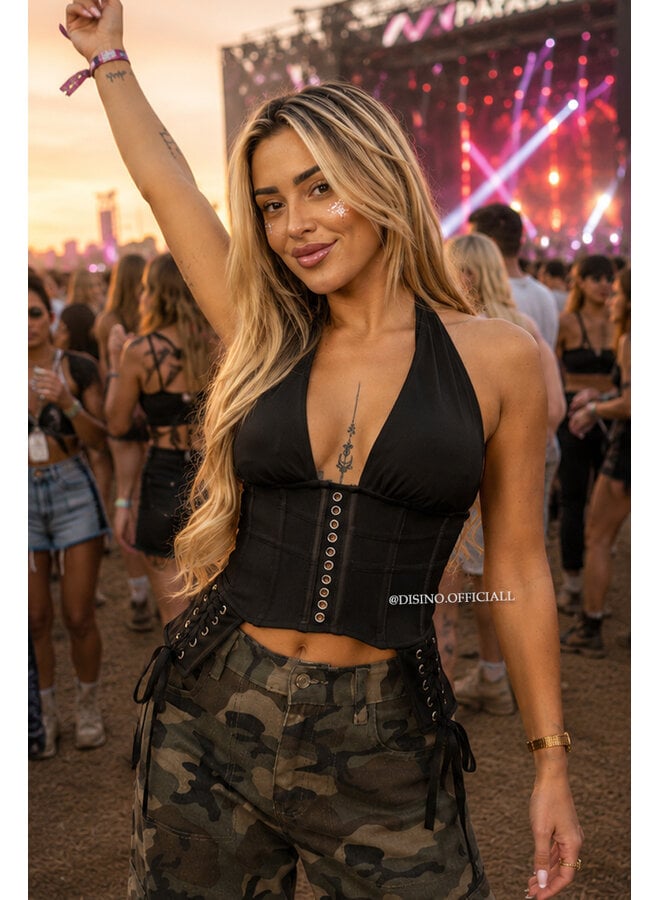 BLACK - 'KAE FESTIVAL CORSET' - FESTIVAL CORSET TOP