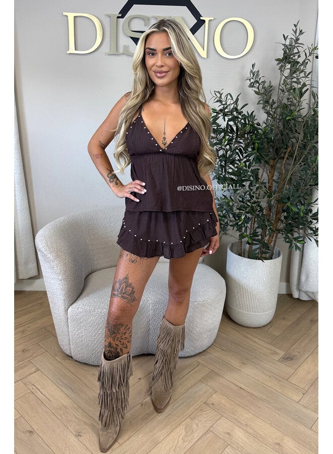 CHOCO - 'GAYA SET' - STUDS TOP + SKORT SET
