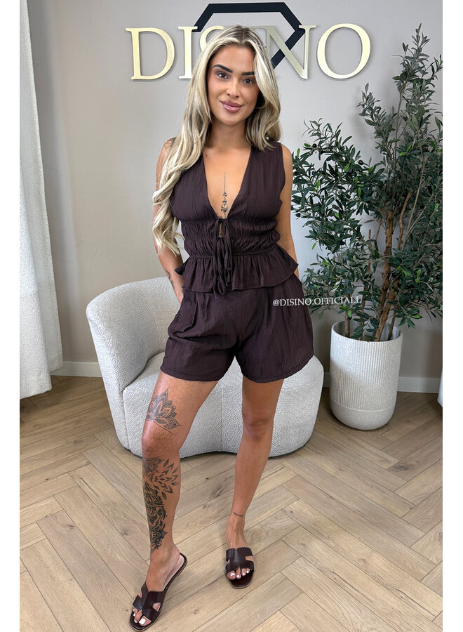 CHOCO - 'DELANI SHORT SET' - COASTAL CHIC SUMMER TOP + SHORT SET