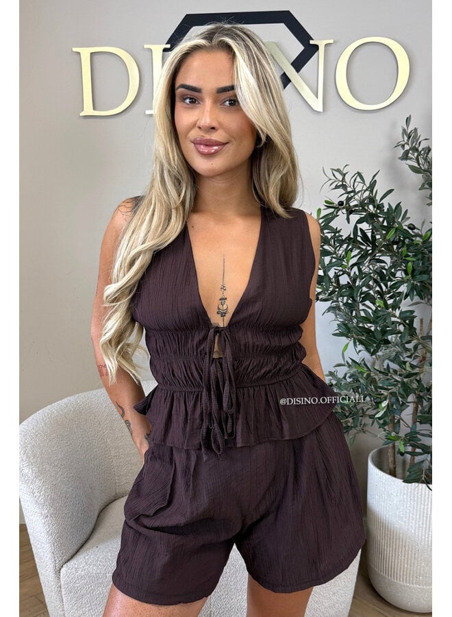 CHOCO - 'DELANI SHORT SET' - COASTAL CHIC SUMMER TOP + SHORT SET