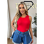 RED - 'GRACE TOP' - STUDS HALTER TOP