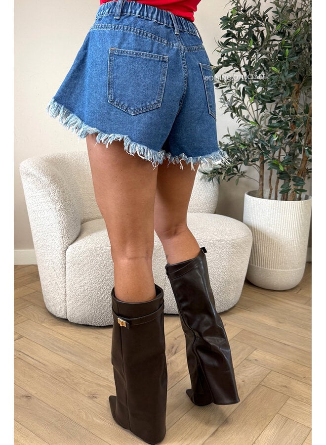 BLUE - 'LUNA SHORT' - FRAYED DENIM SHORT