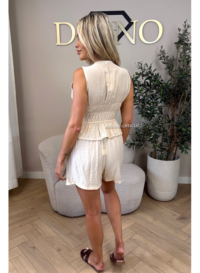 BEIGE - 'DELANI SHORT SET' - COASTAL CHIC SUMMER TOP + SHORT SET