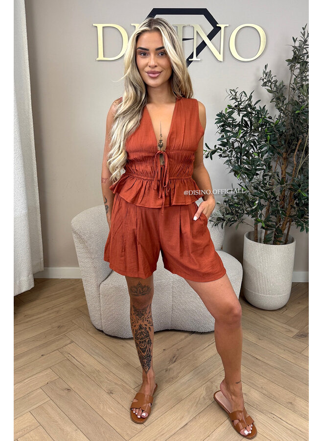 BRICK - 'DELANI SHORT SET' - COASTAL CHIC SUMMER TOP + SHORT SET