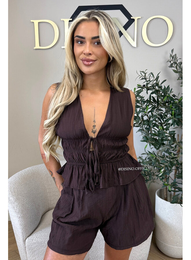 CHOCO - 'DELANI SHORT SET' - COASTAL CHIC SUMMER TOP + SHORT SET