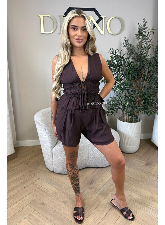 CHOCO - 'DELANI SHORT SET' - COASTAL CHIC SUMMER TOP + SHORT SET