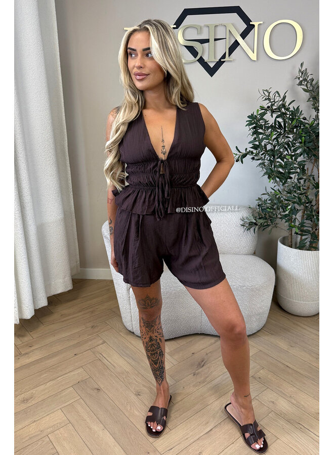 CHOCO - 'DELANI SHORT SET' - COASTAL CHIC SUMMER TOP + SHORT SET