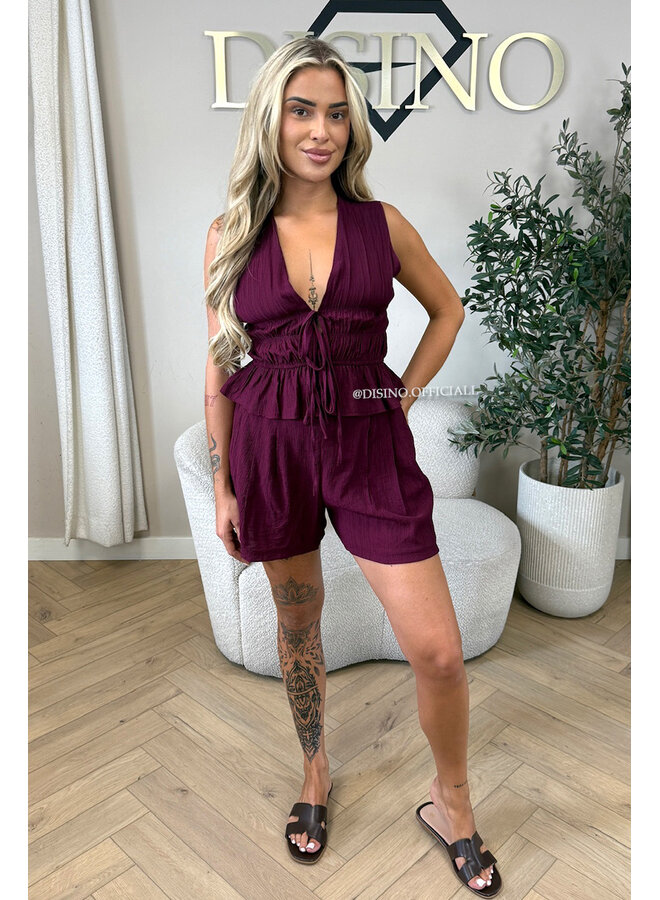 CHERRY - 'DELANI SHORT SET' - COASTAL CHIC SUMMER TOP + SHORT SET