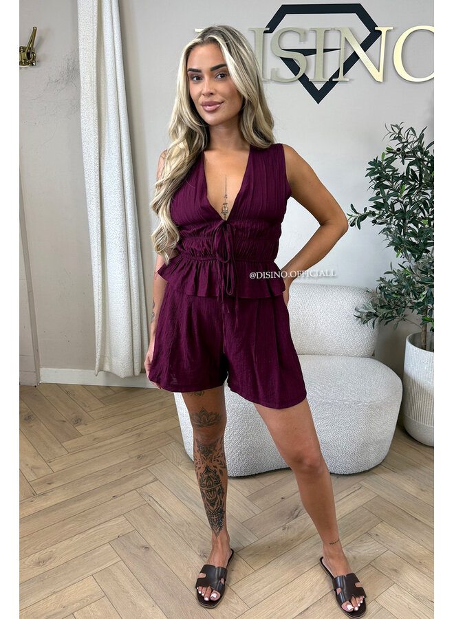 CHERRY - 'DELANI SHORT SET' - COASTAL CHIC SUMMER TOP + SHORT SET