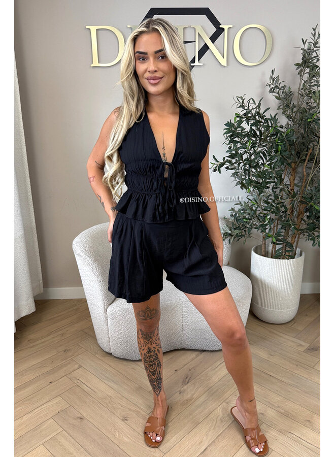 BLACK - 'DELANI SHORT SET' - COASTAL CHIC SUMMER TOP + SHORT SET