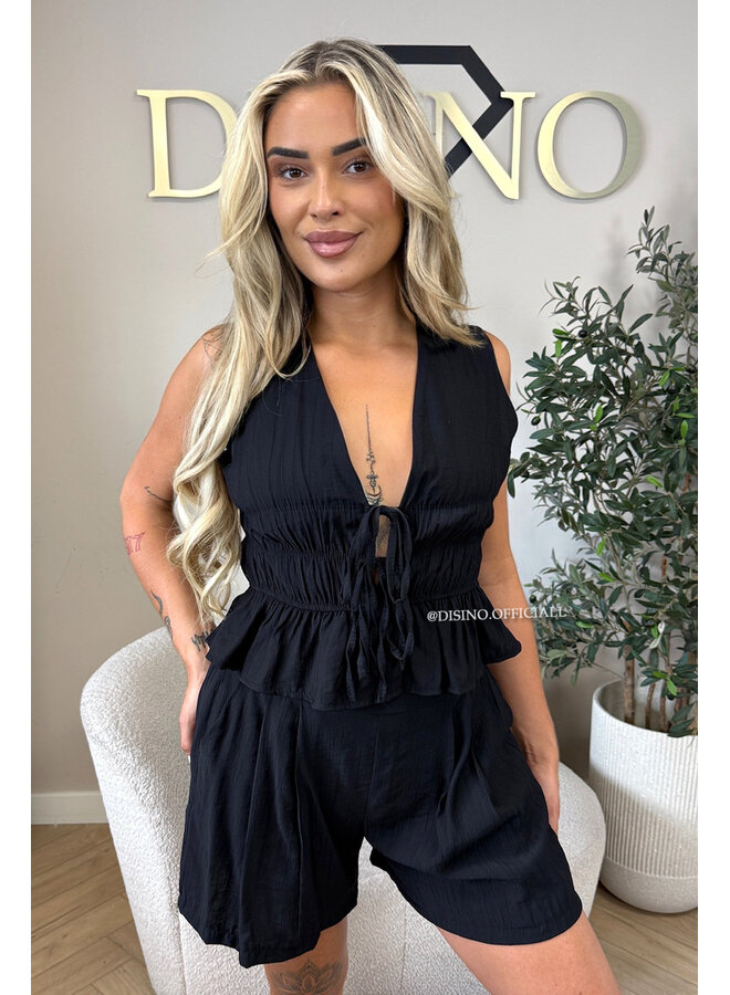 BLACK - 'DELANI SHORT SET' - COASTAL CHIC SUMMER TOP + SHORT SET