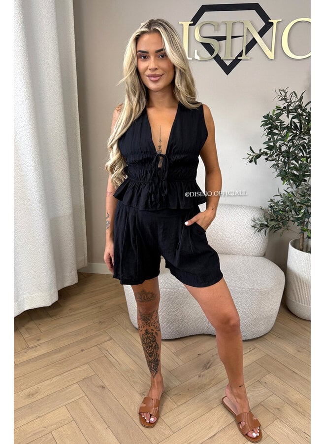 BLACK - 'DELANI SHORT SET' - COASTAL CHIC SUMMER TOP + SHORT SET
