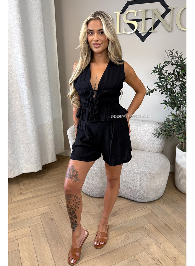 BLACK - 'DELANI SHORT SET' - COASTAL CHIC SUMMER TOP + SHORT SET