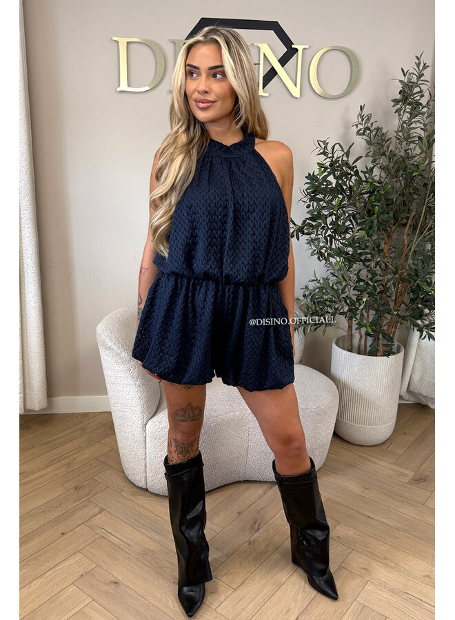 NAVY BLUE - 'ESTELLE PLAYSUIT' - CROCHET LACE PLAYSUIT