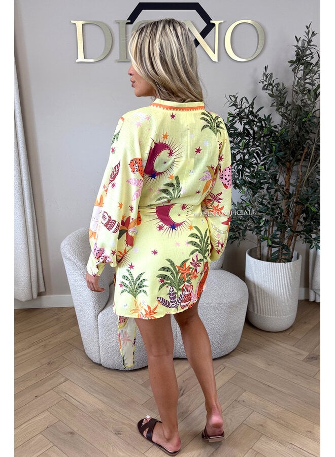 YELLOW - 'SAVANNAH DRESS' - WRAP ON TROPICAL DRESS