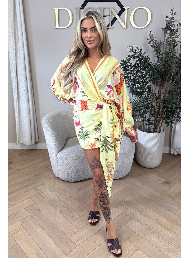 YELLOW - 'SAVANNAH DRESS' - WRAP ON TROPICAL DRESS
