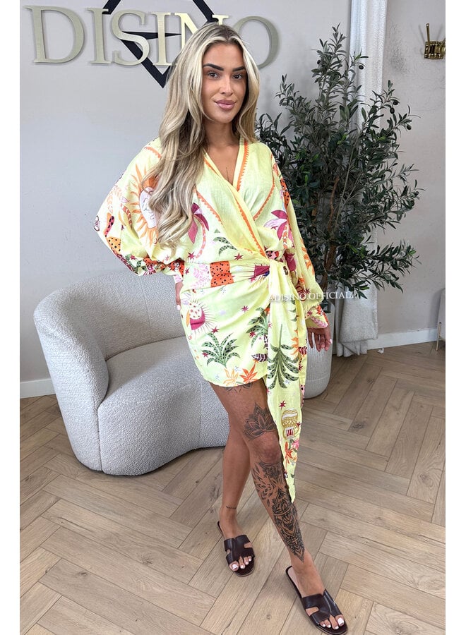 YELLOW - 'SAVANNAH DRESS' - WRAP ON TROPICAL DRESS