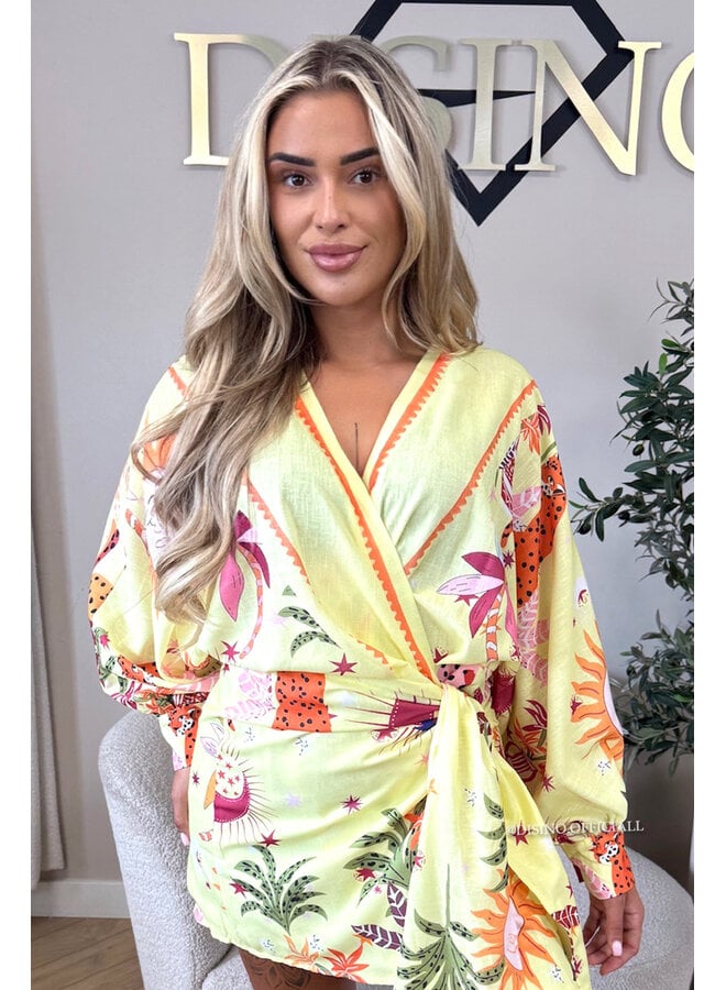 YELLOW - 'SAVANNAH DRESS' - WRAP ON TROPICAL DRESS