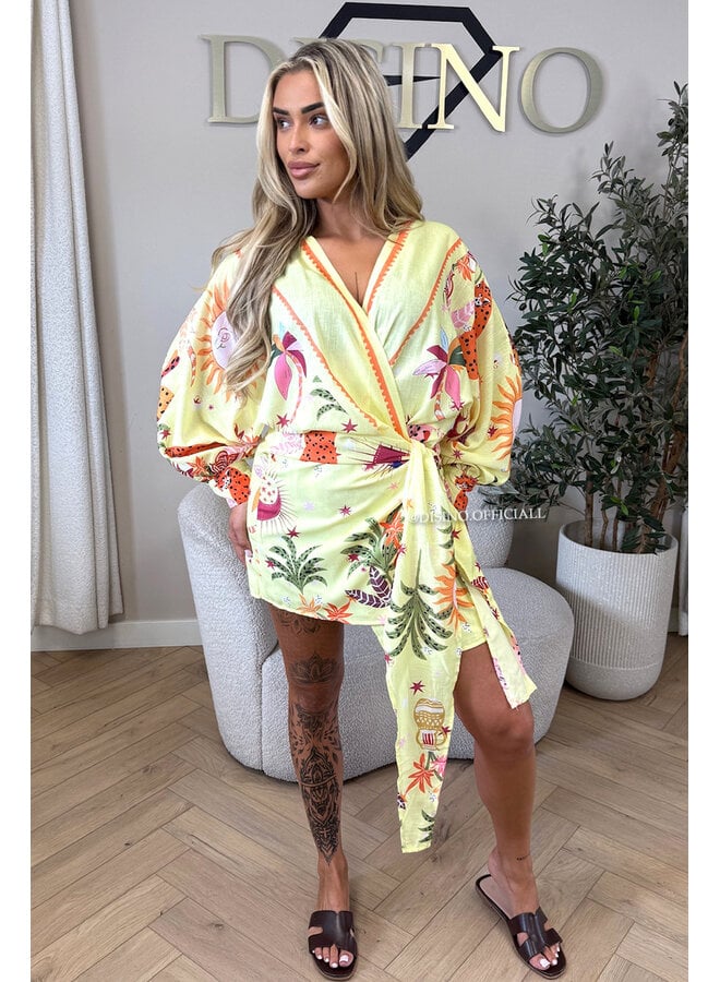 YELLOW - 'SAVANNAH DRESS' - WRAP ON TROPICAL DRESS