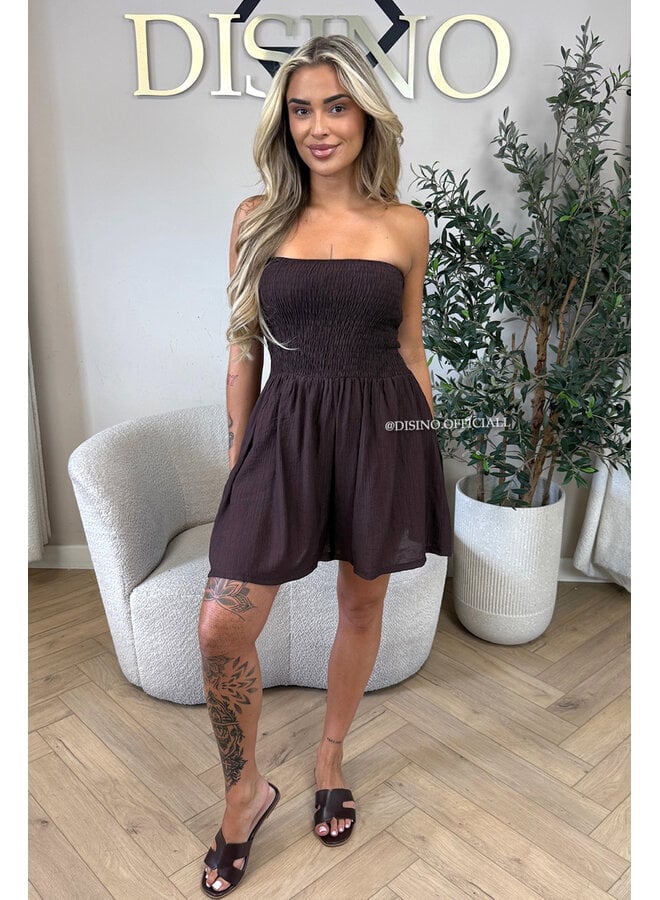 CHOCO - 'EMMA PLAYSUIT' - STRAPLESS WAFFLE COTTON PLAYSUIT