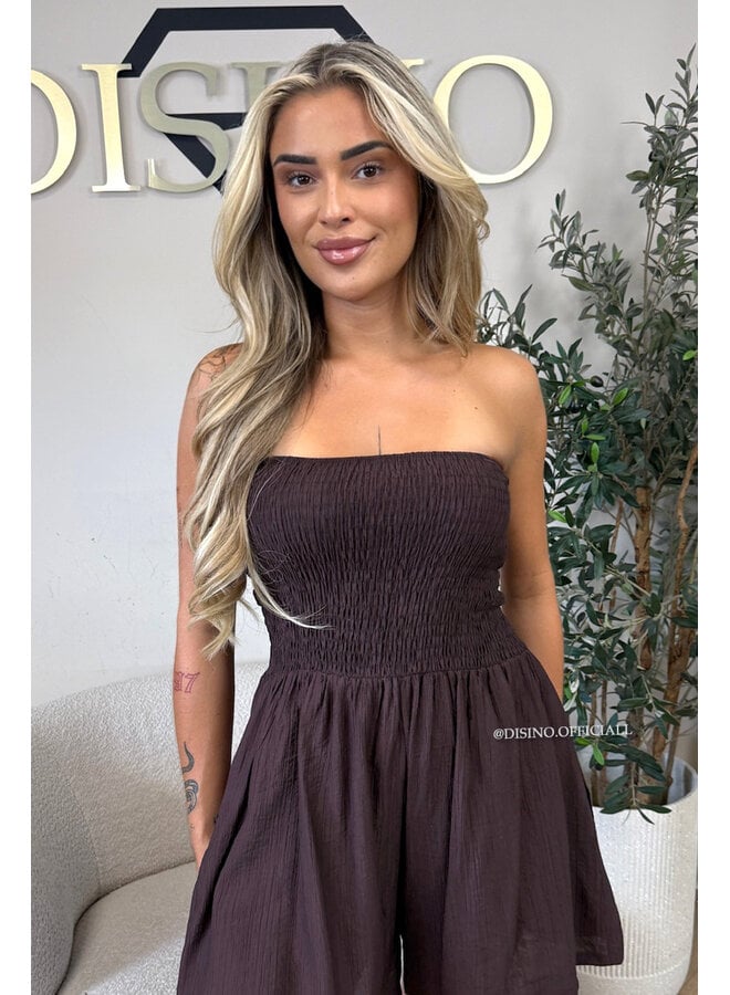 CHOCO - 'EMMA PLAYSUIT' - STRAPLESS WAFFLE COTTON PLAYSUIT