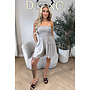 TAUPE - 'EMMA PLAYSUIT' - STRAPLESS WAFFLE COTTON PLAYSUIT