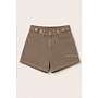 BEIGE - 'LEXIE SHORTS' - WAIST DETAIL PERFECT STRETCH DENIM SHORTS