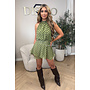 GREEN - 'LIORA POLKADOT PLAYSUIT' - HALTER RUFFLE PLAYSUIT