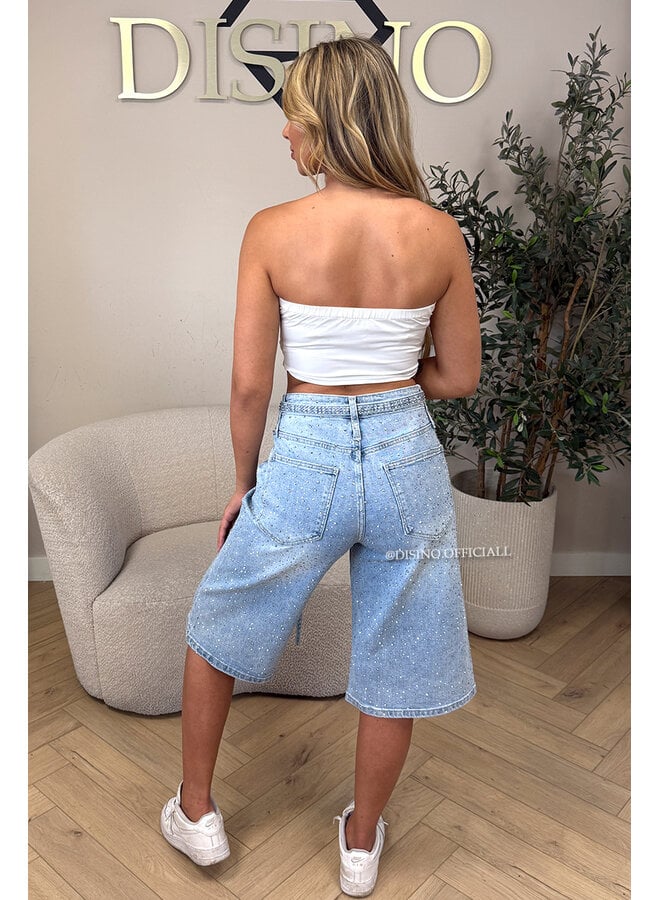 BLUE - 'RILEY DIAMONDS JORTS' - EXCLUSIVE STRETCH DIAMONDS BERMUDA SHORT