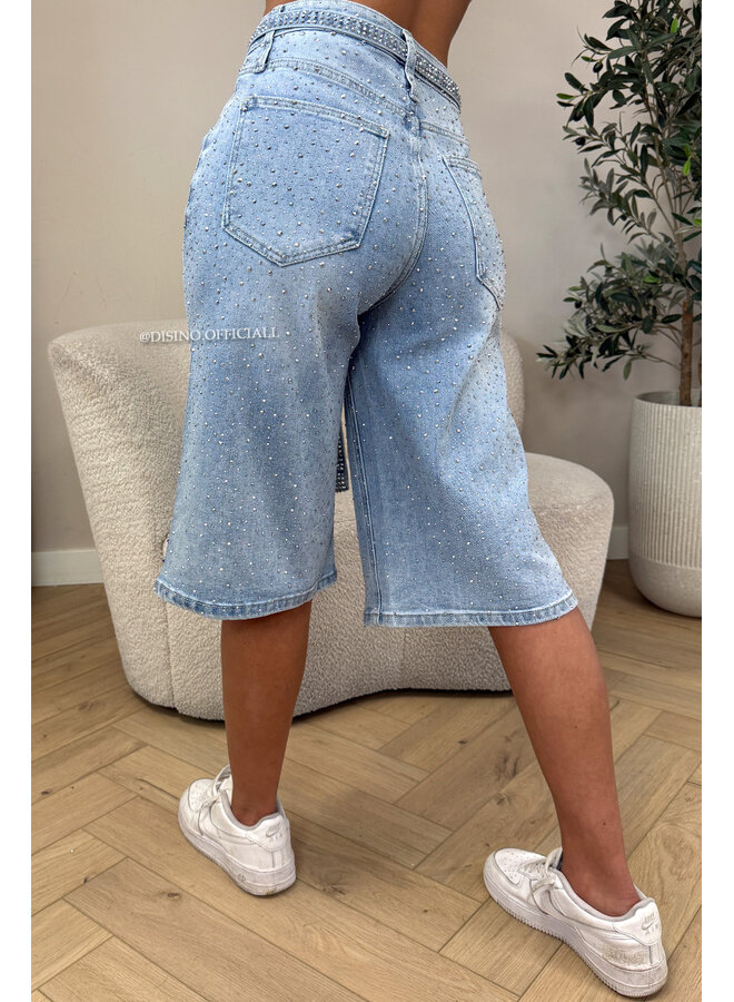 BLUE - 'RILEY DIAMONDS JORTS' - EXCLUSIVE STRETCH DIAMONDS BERMUDA SHORT