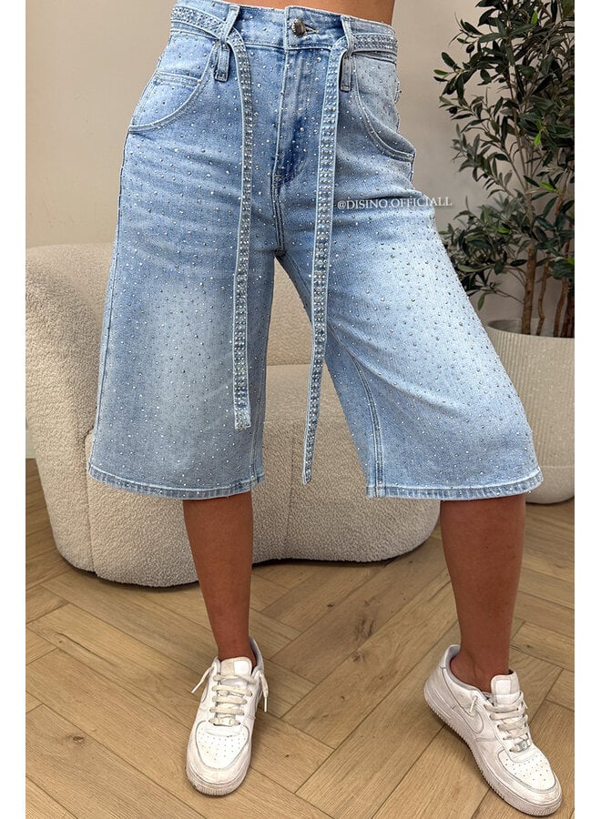 BLUE - 'RILEY DIAMONDS JORTS' - EXCLUSIVE STRETCH DIAMONDS BERMUDA SHORT