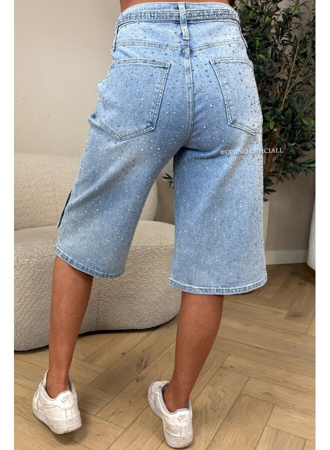BLUE - 'RILEY DIAMONDS JORTS' - EXCLUSIVE STRETCH DIAMONDS BERMUDA SHORT