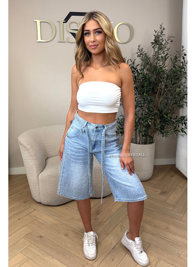 BLUE - 'RILEY DIAMONDS JORTS' - EXCLUSIVE STRETCH DIAMONDS BERMUDA SHORT