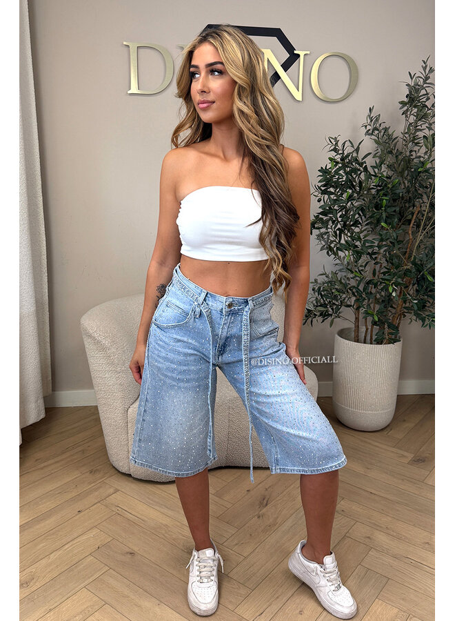 BLUE - 'RILEY DIAMONDS JORTS' - EXCLUSIVE STRETCH DIAMONDS BERMUDA SHORT