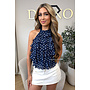 NAVY - 'MELANIE TOP' - POLKADOT OPEN BACK RUFFLE TOP