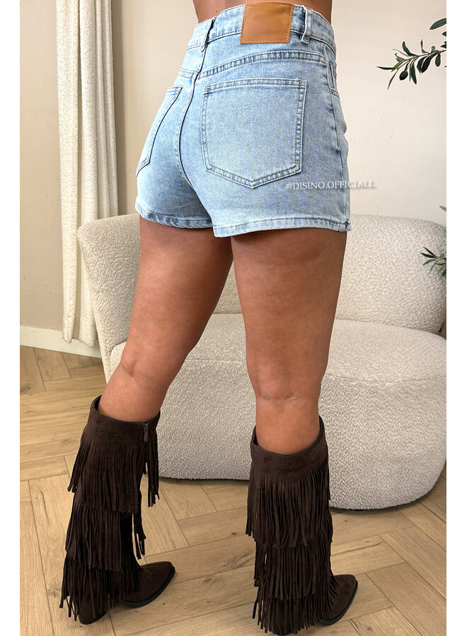 BLUE - 'SOFIA MINI SKORT' - SUPER STRETCH DENIM SKORT (SHORT INSIDE)