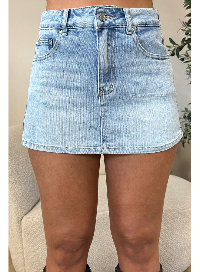BLUE - 'SOFIA MINI SKORT' - SUPER STRETCH DENIM SKORT (SHORT INSIDE)