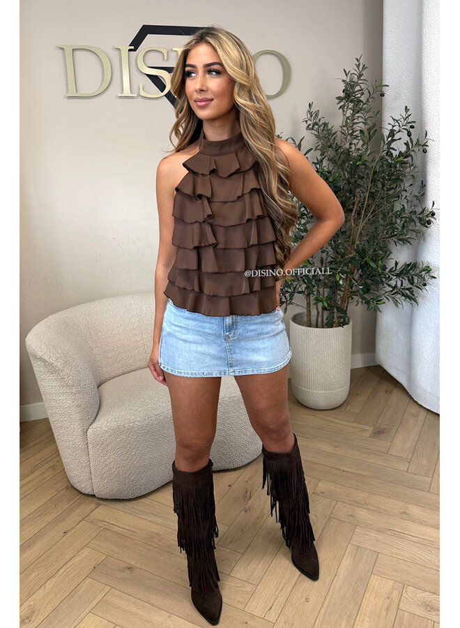 CHOCO - 'MIRAI TOP' - CUTE OPEN BACK RUFFLE TOP