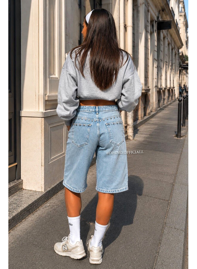 LIGHT BLUE - 'REGGIE JORTS' - STRETCH STUDS BERMUDA SHORT