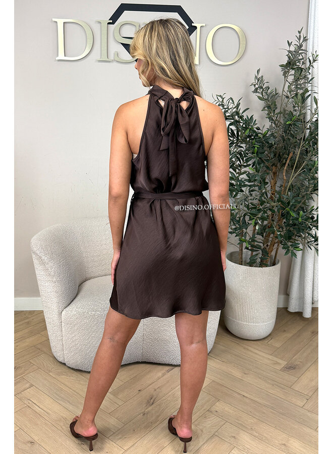 CHOCO - 'MAEVA DRESS' - CLASSY SATIN HALTER DRESS