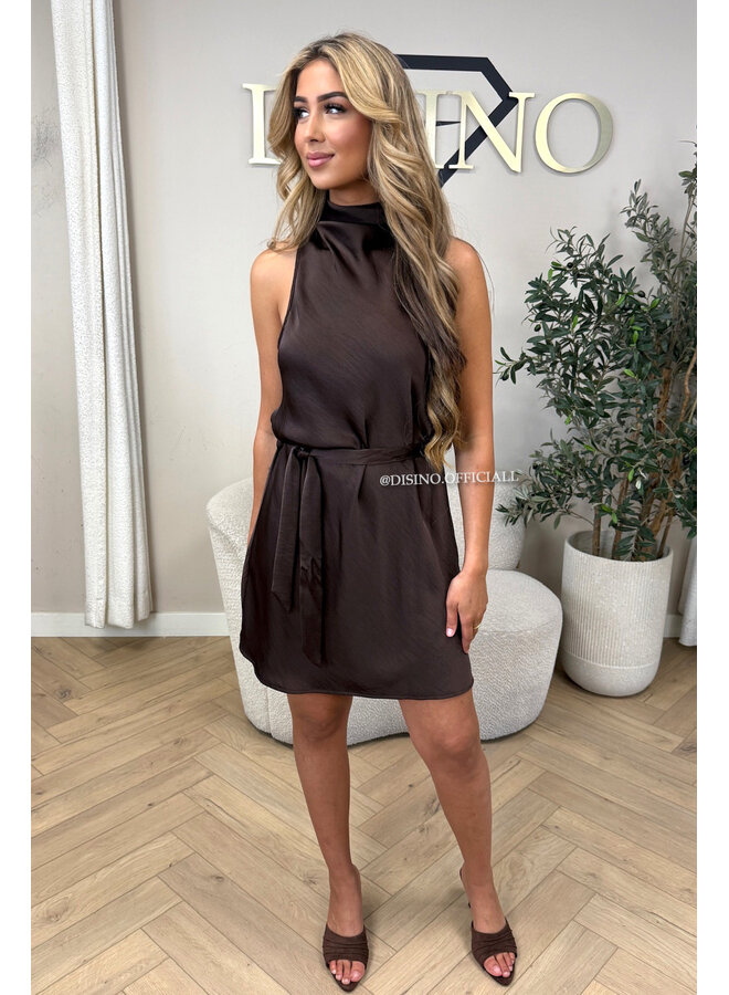 CHOCO - 'MAEVA DRESS' - CLASSY SATIN HALTER DRESS