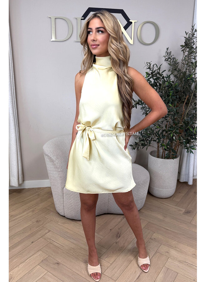 YELLOW - 'MAEVA DRESS' - CLASSY SATIN HALTER DRESS