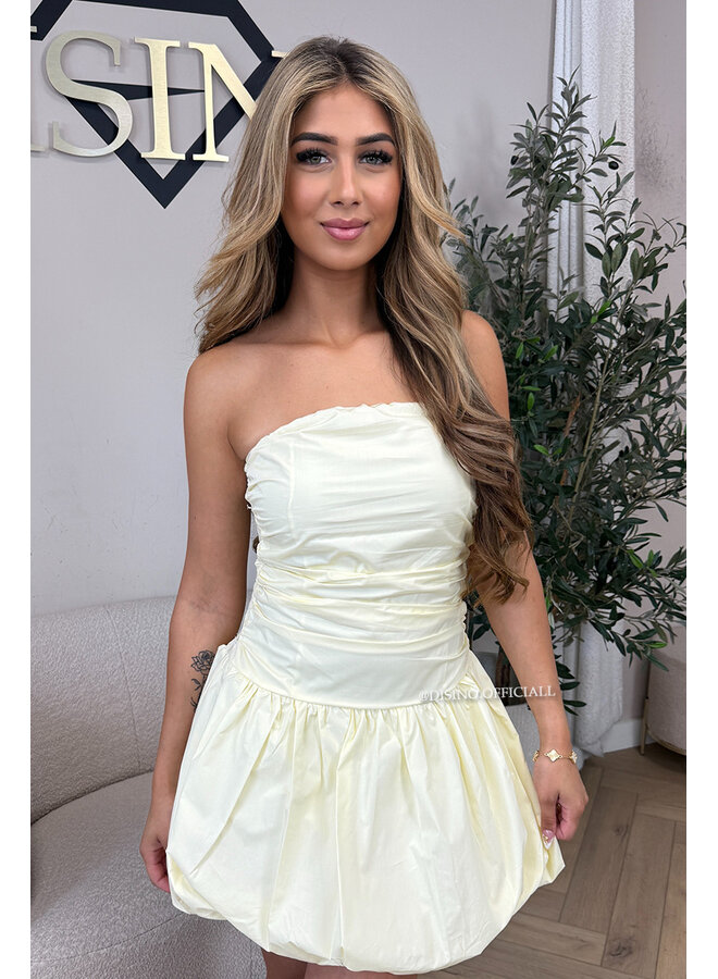 YELLOW - 'NOVELLA DRESS' - BALLOON SKIRT STRAPLESS DRESS