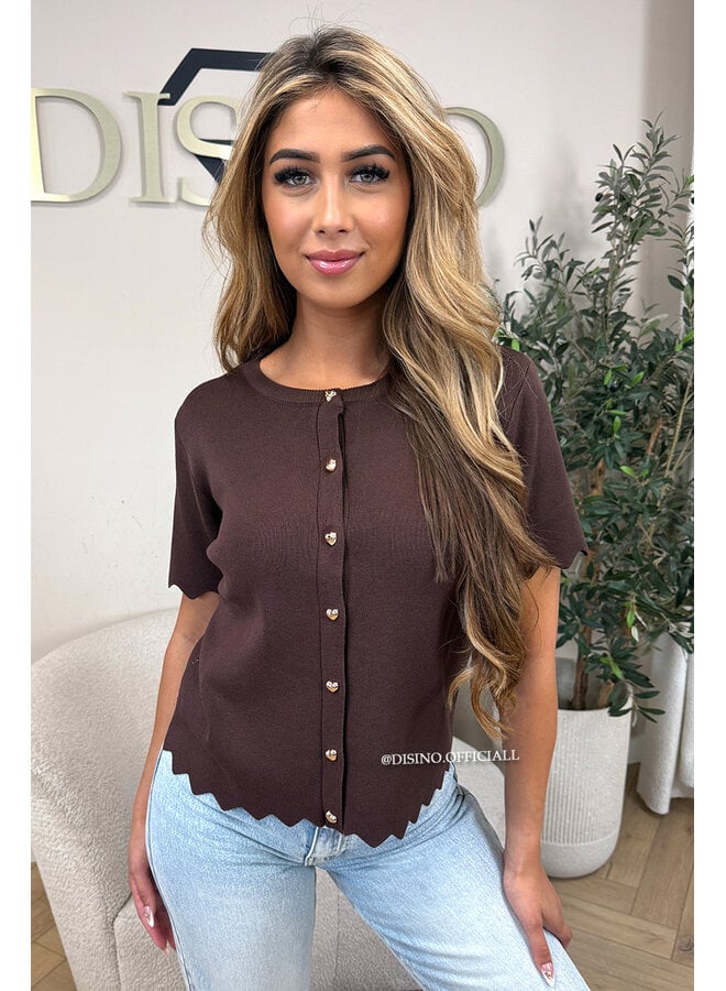 CHOCO - 'HEARTLY TOP' - GOLD HEARTED BUTTON TOP