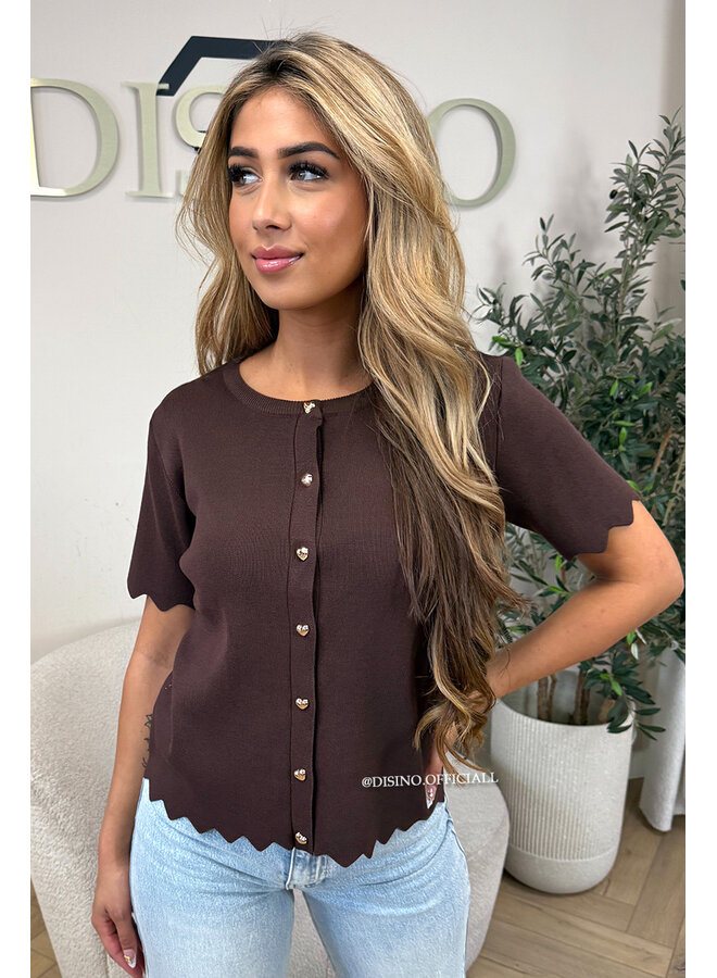 CHOCO - 'HEARTLY TOP' - GOLD HEARTED BUTTON TOP