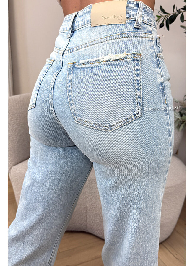 LIGHT BLUE VINTAGE - 'VANCOUVER' - STRETCH EXTRA LONG WIDE LEG JEANS