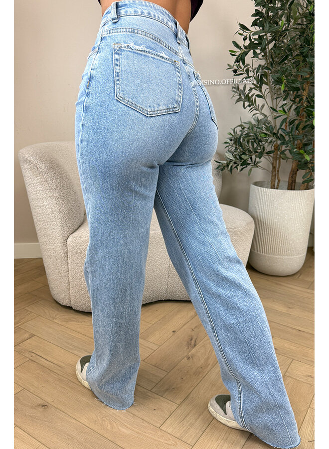BLUE - 'VANCOUVER' - STRETCH EXTRA LONG WIDE LEG JEANS